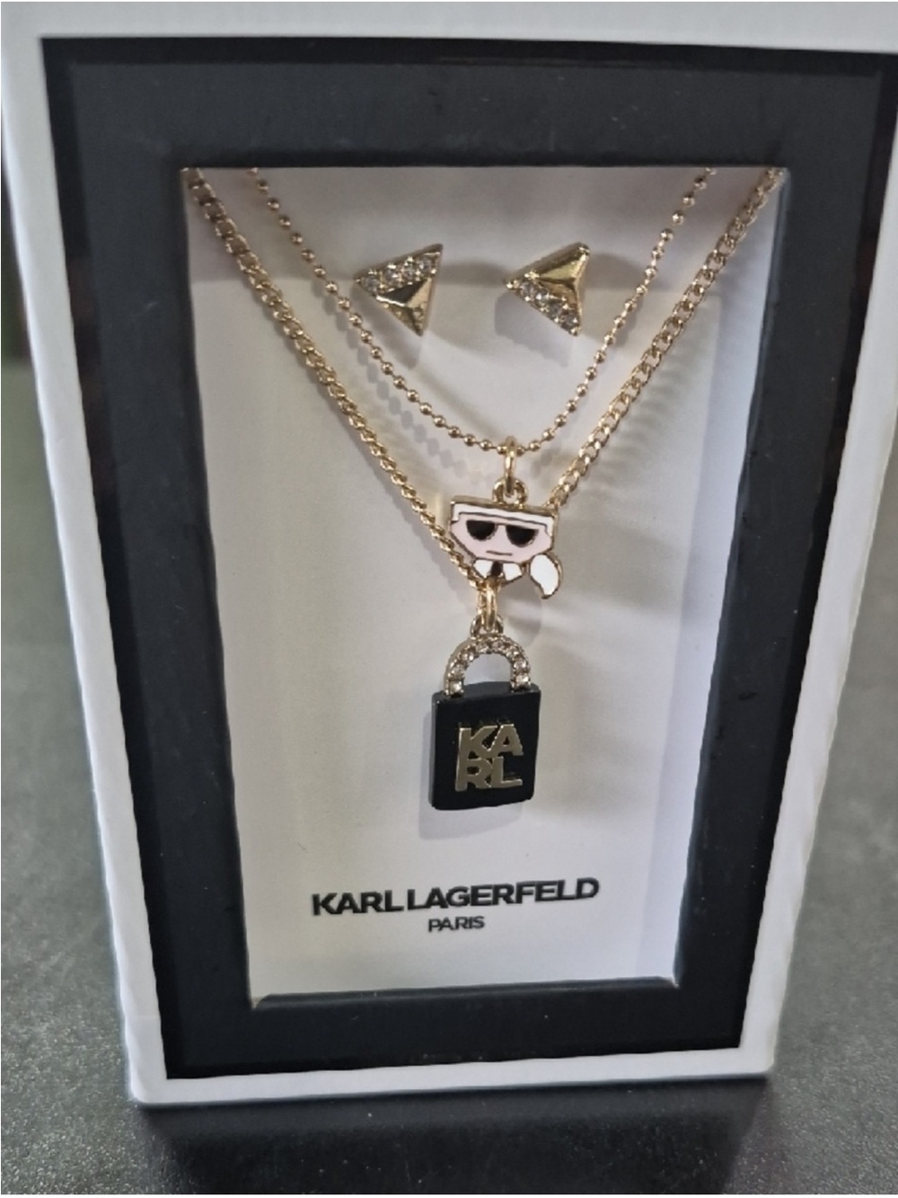 Karl Lagerfeld Gold and Black Layered Necklace Set